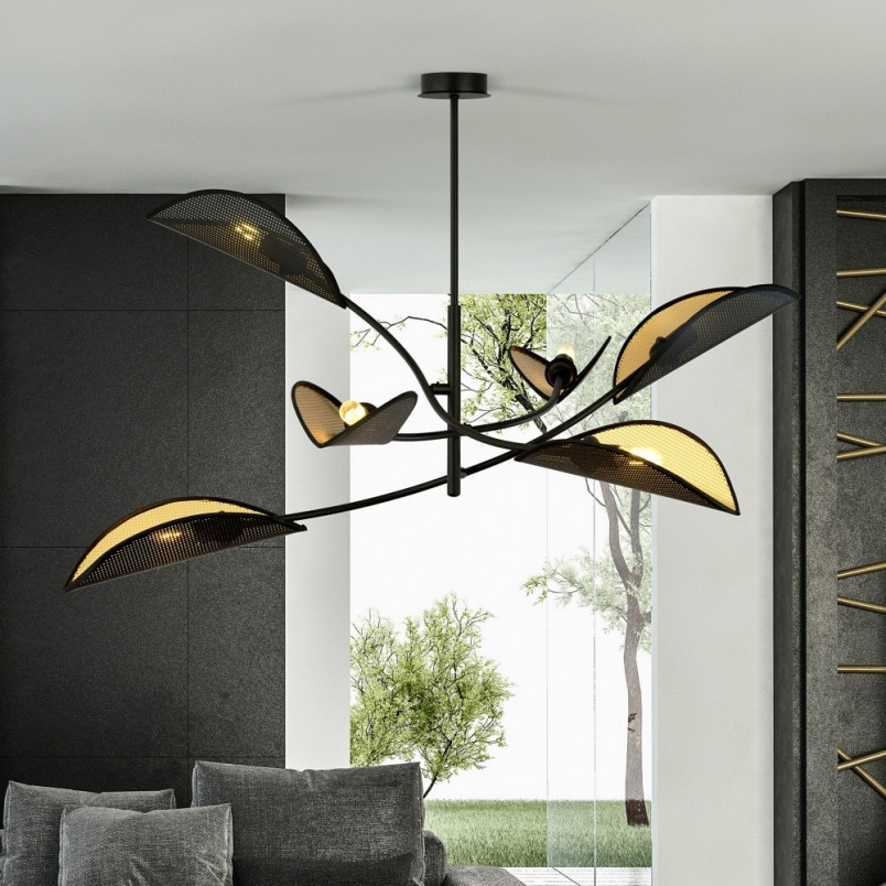 Lampa sufitowa Lotus VI czarno-złota Emibig | Design i styl