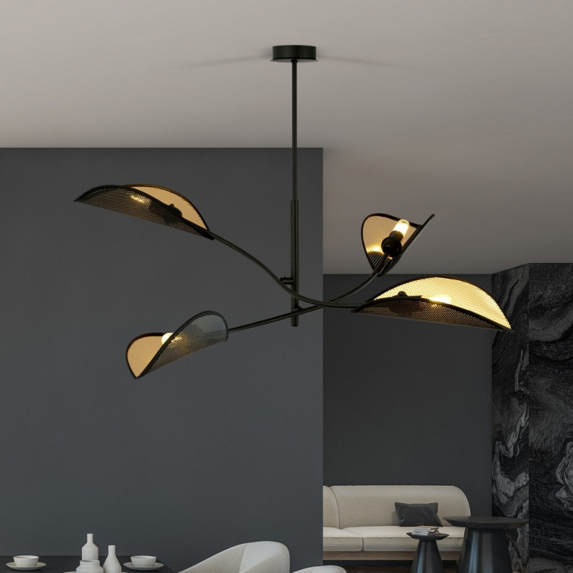 Lampa sufitowa Lotus IV | Czarno-złota | Emibig