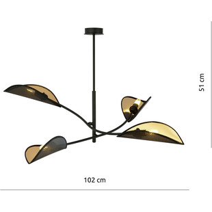 Lampa sufitowa Lotus IV | Czarno-złota | Emibig