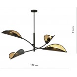 Lampa sufitowa Lotus IV | Czarno-złota | Emibig