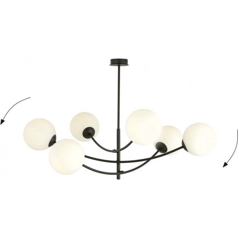Lampa Sufitowa Hunter VI - Szklane Kule, Biało-Czarna | Emibig