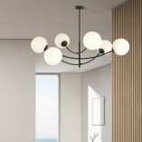 Lampa Sufitowa Hunter VI - Szklane Kule, Biało-Czarna | Emibig