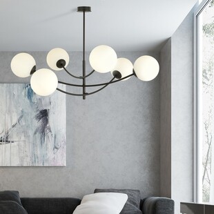 Lampa Sufitowa Hunter VI - Szklane Kule, Biało-Czarna | Emibig