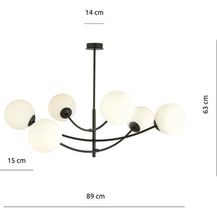 Lampa Sufitowa Hunter VI - Szklane Kule, Biało-Czarna | Emibig