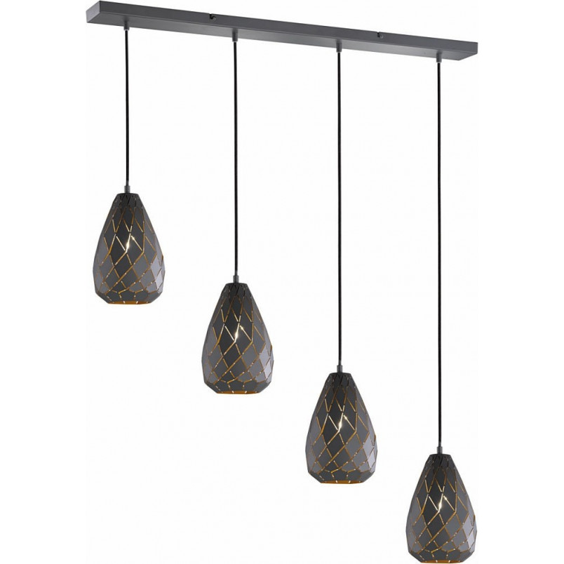 Lampa wisząca Onyx antracyt Trio - 4 punkty, ażurowe wzornictwo