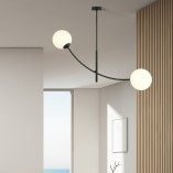 Lampa sufitowa Hunter II - szklane kule biało-czarna | Emibig