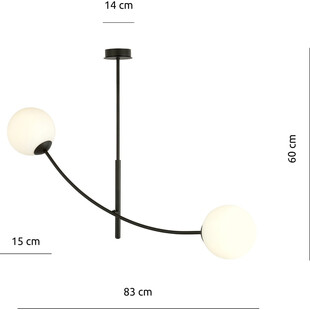 Lampa sufitowa Hunter II - szklane kule biało-czarna | Emibig