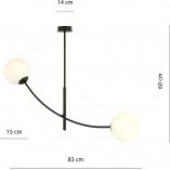 Lampa sufitowa Hunter II - szklane kule biało-czarna | Emibig