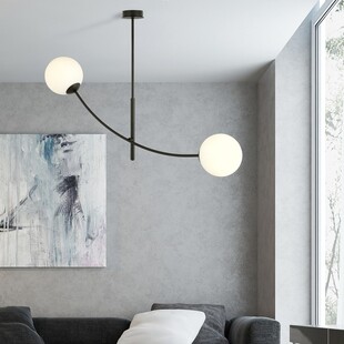 Lampa sufitowa Hunter II - szklane kule biało-czarna | Emibig