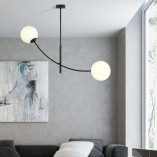 Lampa sufitowa Hunter II - szklane kule biało-czarna | Emibig