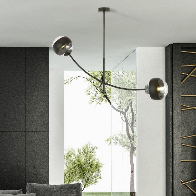 Lampa sufitowa Hunter II Emibig - Szklane kule | Czarno-przezroczysta