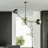 Lampa sufitowa Hunter II Emibig - Szklane kule | Czarno-przezroczysta