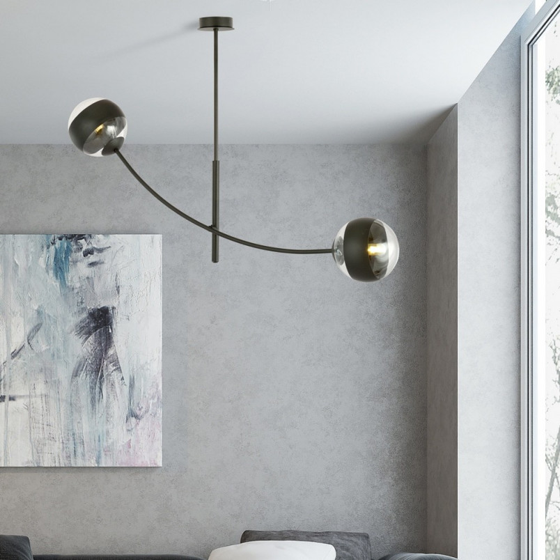 Lampa sufitowa Hunter II Emibig - Szklane kule | Czarno-przezroczysta
