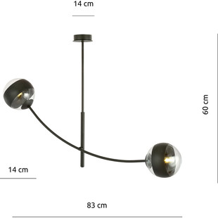 Lampa sufitowa Hunter II Emibig - Szklane kule | Czarno-przezroczysta