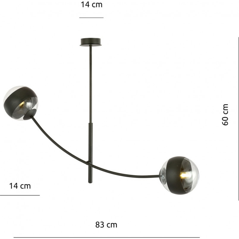 Lampa sufitowa Hunter II Emibig - Szklane kule | Czarno-przezroczysta