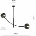 Lampa sufitowa Hunter II Emibig - Szklane kule | Czarno-przezroczysta