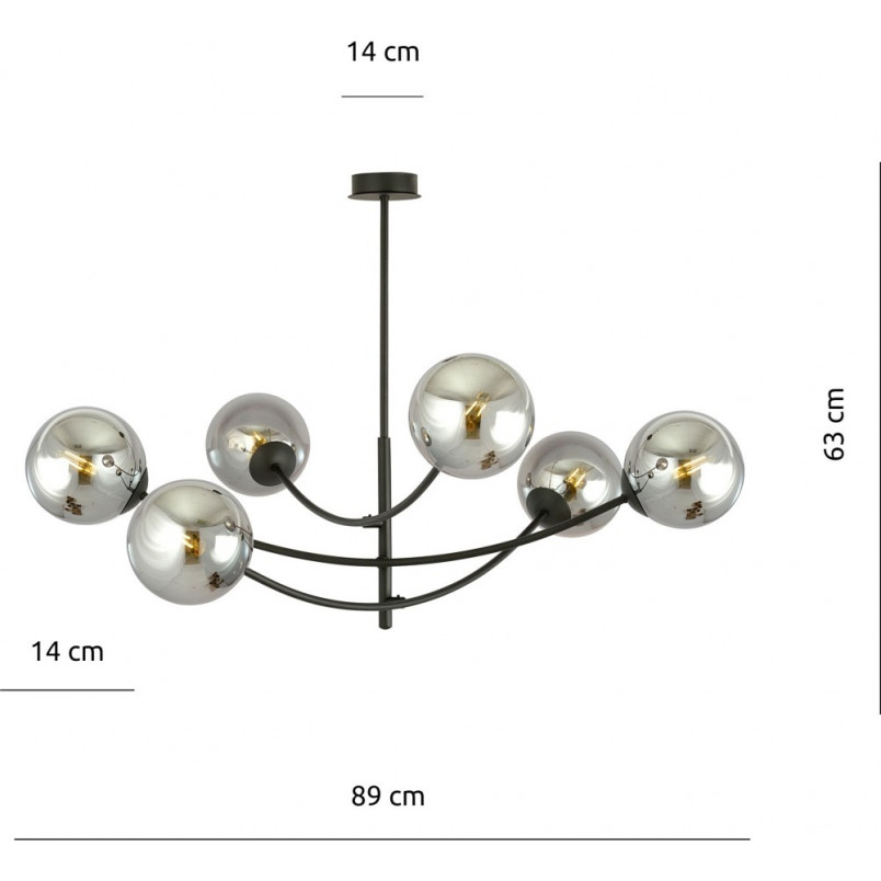 Lampa sufitowa Hunter VI - szklane kule, 89cm | Emibig
