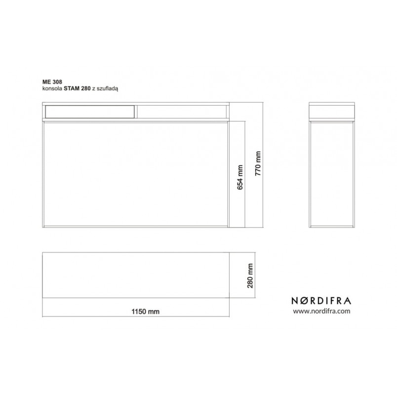 Konsola Stam 115x28cm Orzech | Nordifra - Sklep