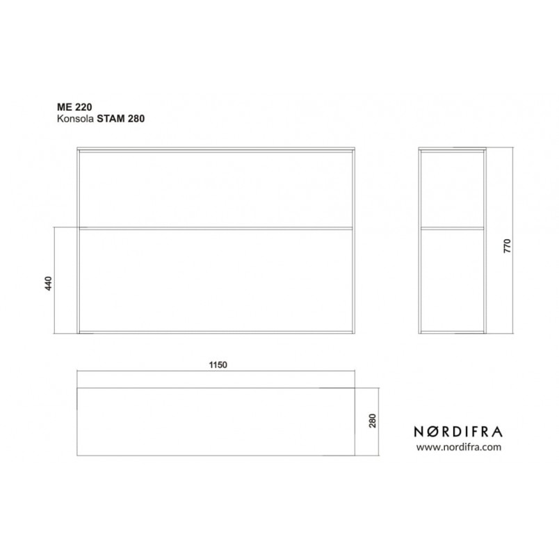 Konsola industrialna Stam | Nordifra - 115x28cm, dąb czarny