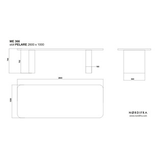 Stół Prostokątny Pelare 260x100cm Dąb Nordifra - Elegancki Design