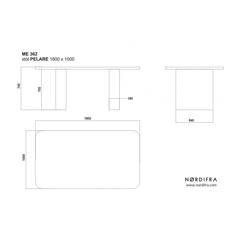 Stół prostokątny Pelare 180x90cm dąb - Nordifra | Elegancki design