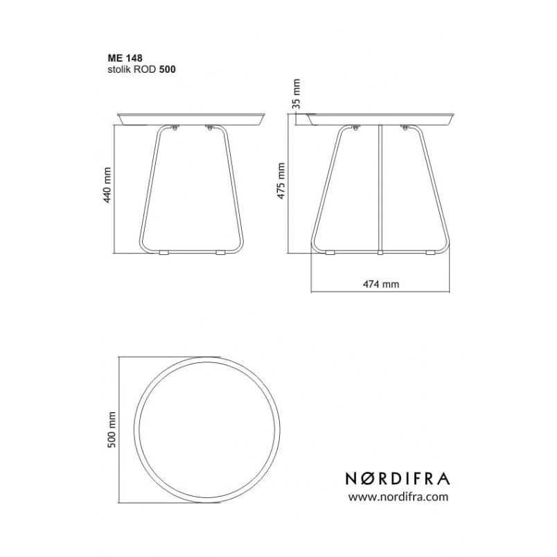 Stolik metalowy Rod 50cm czarny Nordifra - Elegancki design