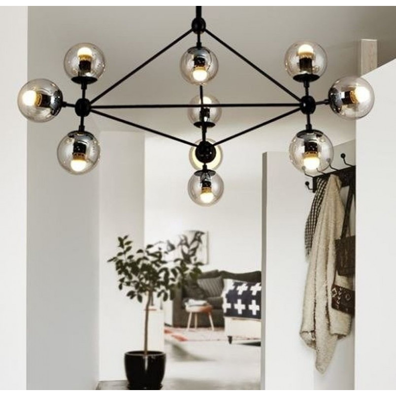 Lampa Wisząca Astrifero X - Designerski Żyrandol Czarno-Bursztynowy | Step