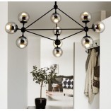 Lampa Wisząca Astrifero X - Designerski Żyrandol Czarno-Bursztynowy | Step