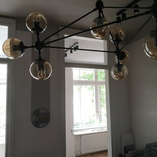 Lampa Wisząca Astrifero X - Designerski Żyrandol Czarno-Bursztynowy | Step