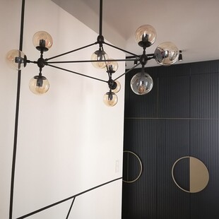 Lampa Wisząca Astrifero X - Designerski Żyrandol Czarno-Bursztynowy | Step