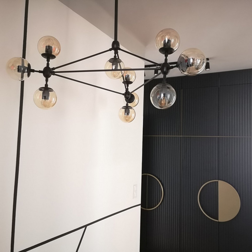 Lampa Wisząca Astrifero X - Designerski Żyrandol Czarno-Bursztynowy | Step