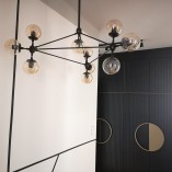 Lampa Wisząca Astrifero X - Designerski Żyrandol Czarno-Bursztynowy | Step