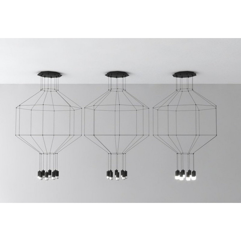 Lampa wisząca Linea 8-punktowa czarna | Step Into Design