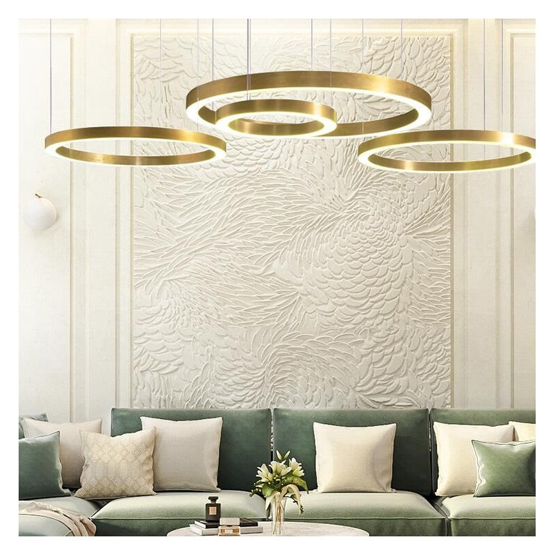 Lampa wisząca Circles Brass | Step In Design - Nowoczesny żyrandol