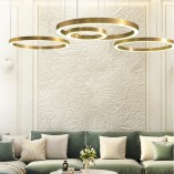 Lampa wisząca Circles Brass | Nowoczesny żyrandol mosiężny