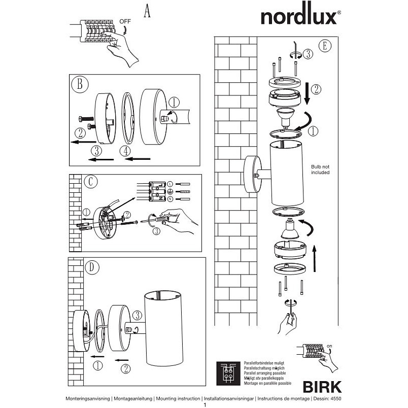 Kinkiet ogrodowy Birk czarny Nordlux | Oświetlenie zewnętrzne