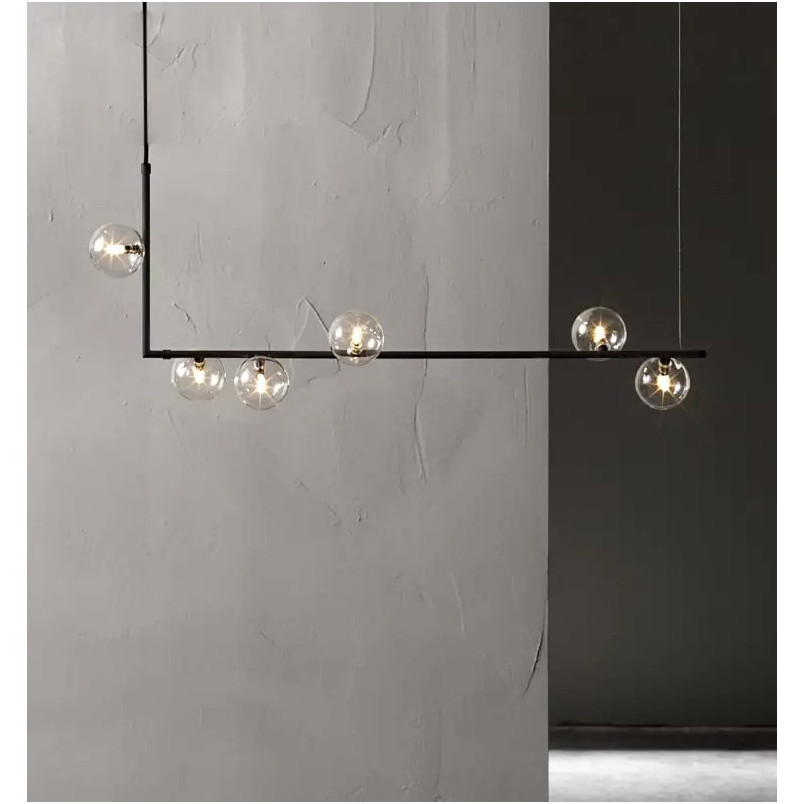 Lampa wisząca Simply | Szklane kule, czarno-przezroczysta | Step Design