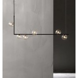 Lampa wisząca Simply | Szklane kule, czarno-przezroczysta | Step Design
