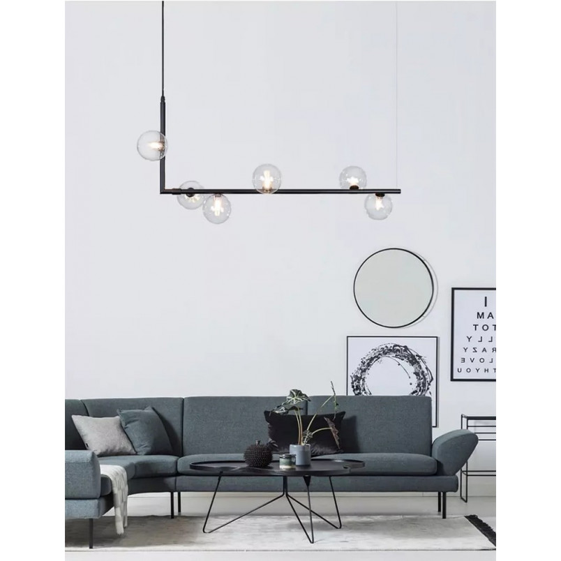 Lampa wisząca Simply | Szklane kule, czarno-przezroczysta | Step Design