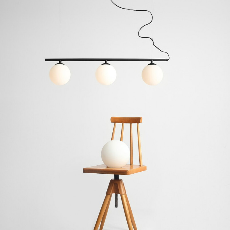 Lampa wisząca Beryl Glass | 3 szkła | Biało-czarna | Aldex
