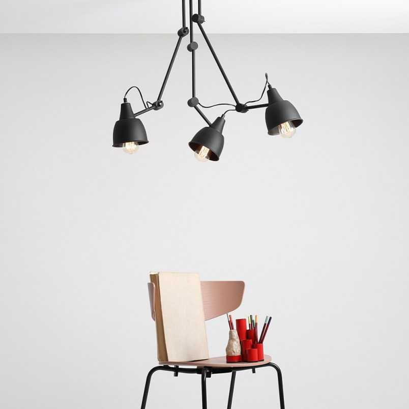 Lampa sufitowa potrójna czarna Aldex Aida | Loftowa