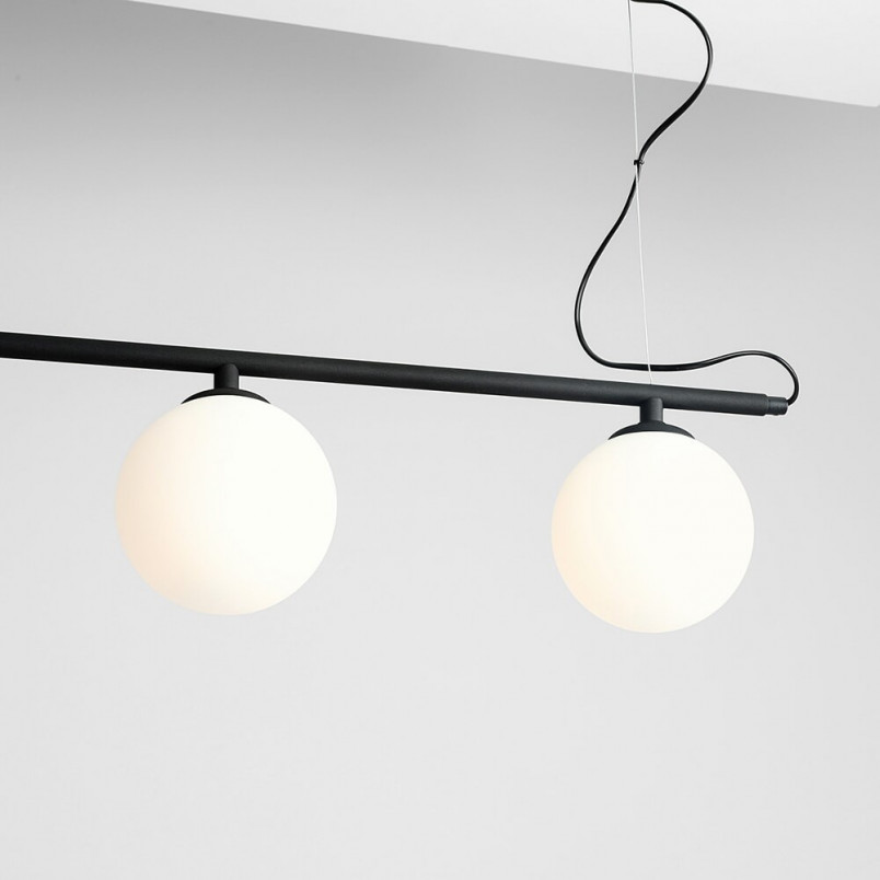 Lampa wisząca Beryl Glass | 3 szkła | Biało-czarna | Aldex
