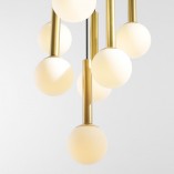 Lampa Wisząca Riu VII - Szkło, Czarno-Mosiężna | Aldex