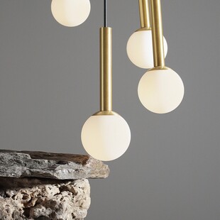 Lampa Wisząca Riu VII - Szkło, Czarno-Mosiężna | Aldex