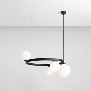 Lampa wisząca szklane kule Garda Black Ring IV 73cm biało-czarna Aldex