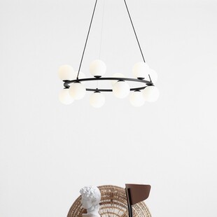 Lampa wisząca szklane kule Krone Black XII 86cm biało-czarna Aldex