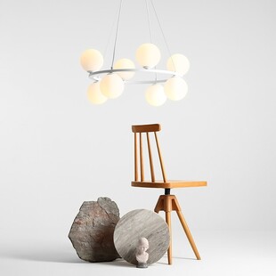 Lampa wisząca szklane kule Krone VIII 68cm biała Aldex