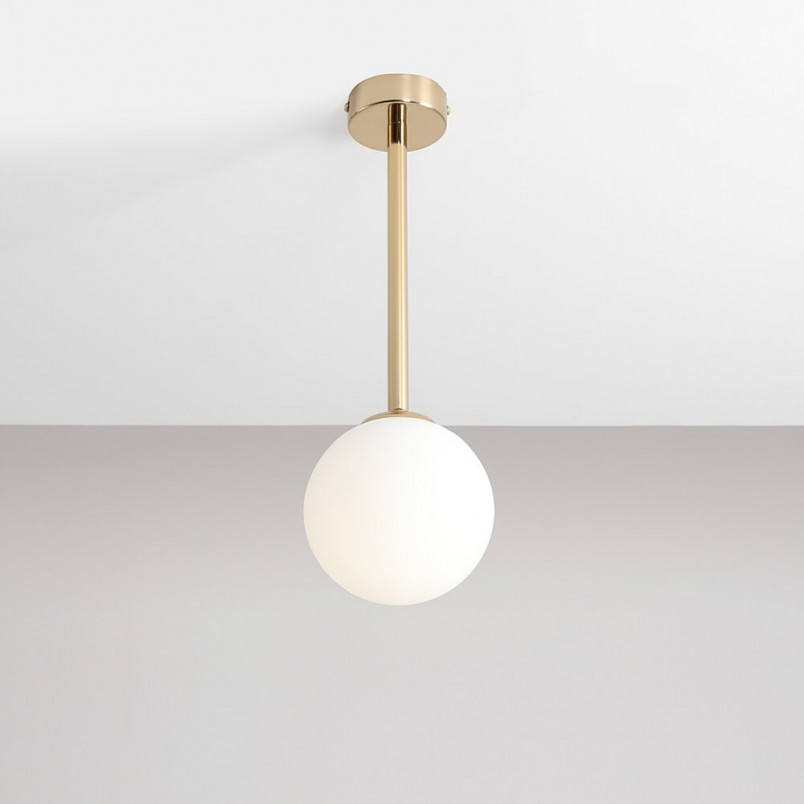 Lampa sufitowa Pinne | Szklana kula biało-złota Aldex