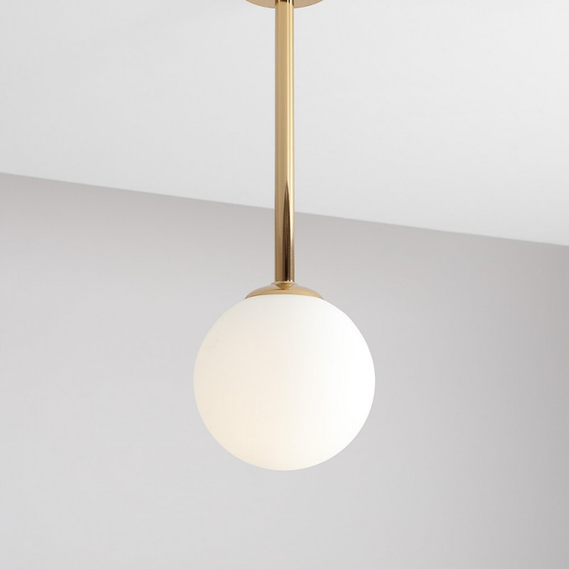 Lampa sufitowa Pinne | Szklana kula biało-złota Aldex