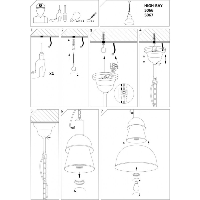 Lampa Wisząca Industrialna Czarna High-Bay Nowodvorski | Loft